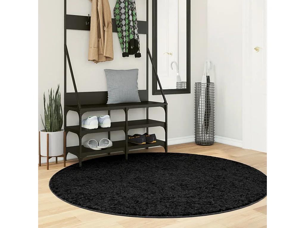 Tapis OVIEDO à poils courts noir Ø 160cm