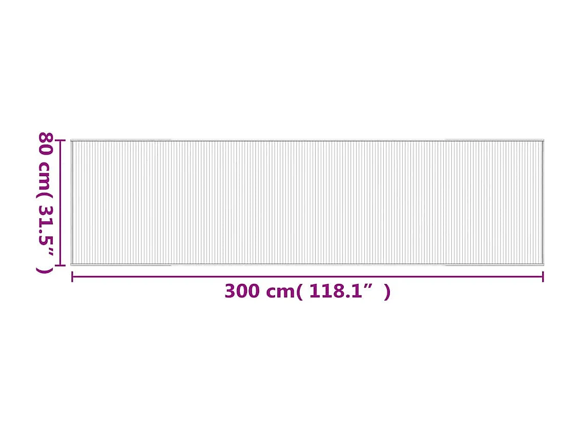 Tapis rectangulaire naturel clair 80x300 bambou