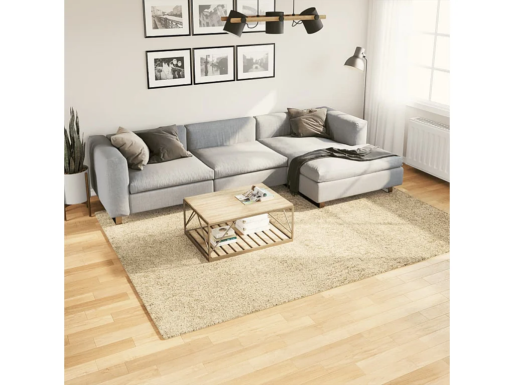 Tapis shaggy à poils longs moderne doré 200x280