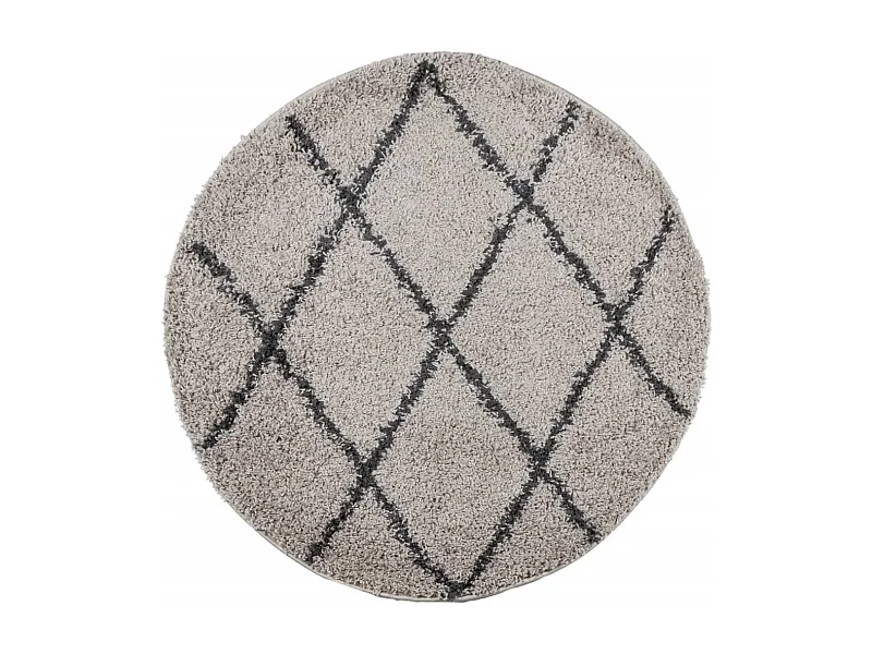 Tapis shaggy à poils longs moderne beige et anthracite Ø 240cm