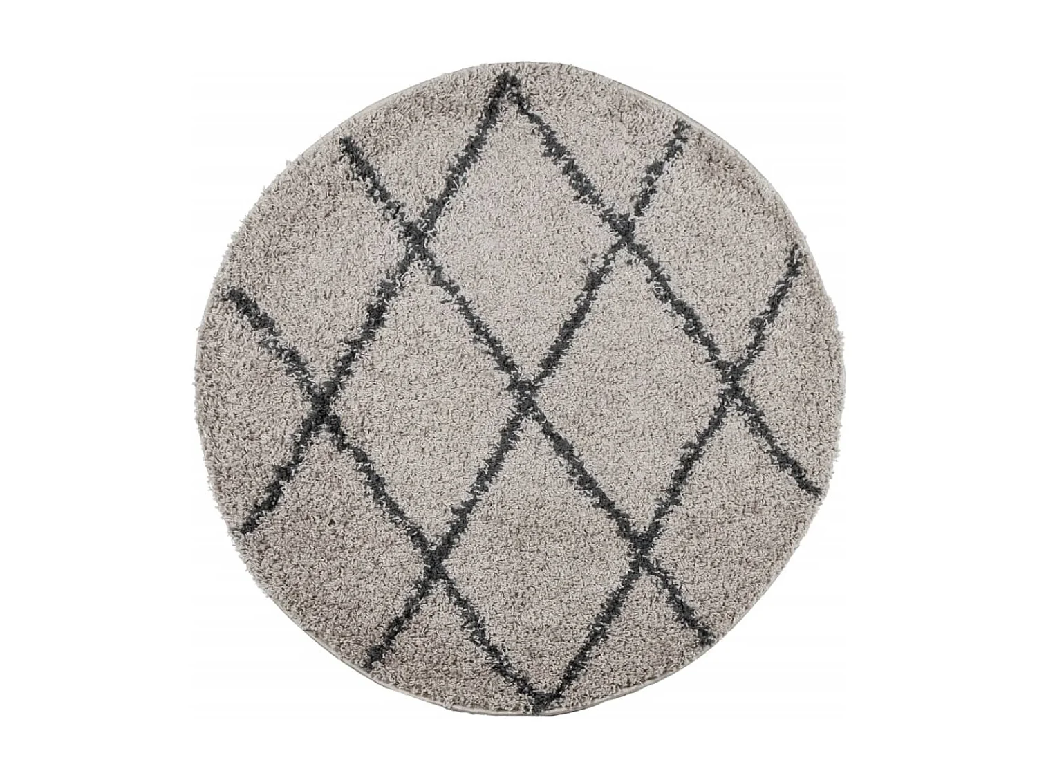 Tapis shaggy à poils longs moderne beige et anthracite Ø 240cm