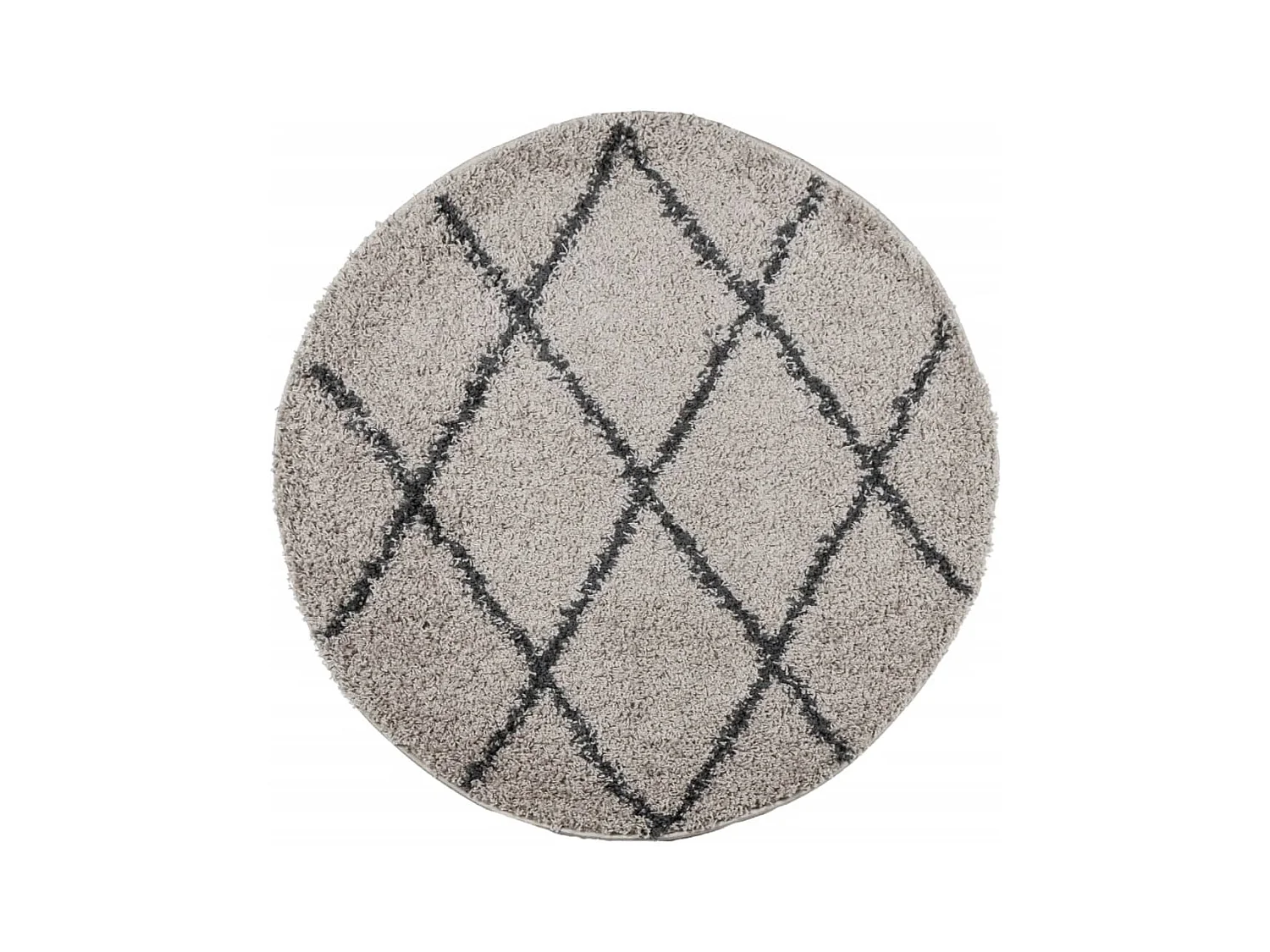 Tapis shaggy à poils longs moderne beige et anthracite Ø 240cm