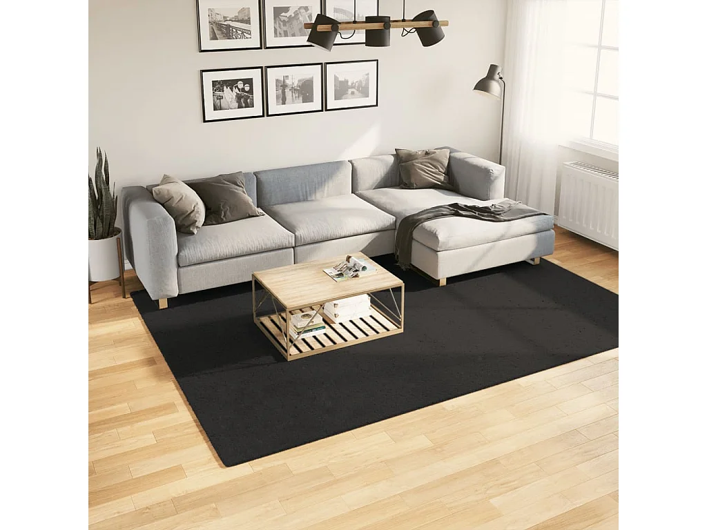 Tapis HUARTE à poils courts doux et lavable noir 200x280