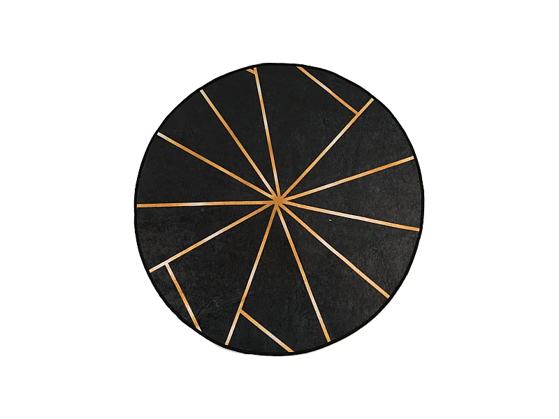 Tapis lavable noir et doré Ø 120cm antidérapant