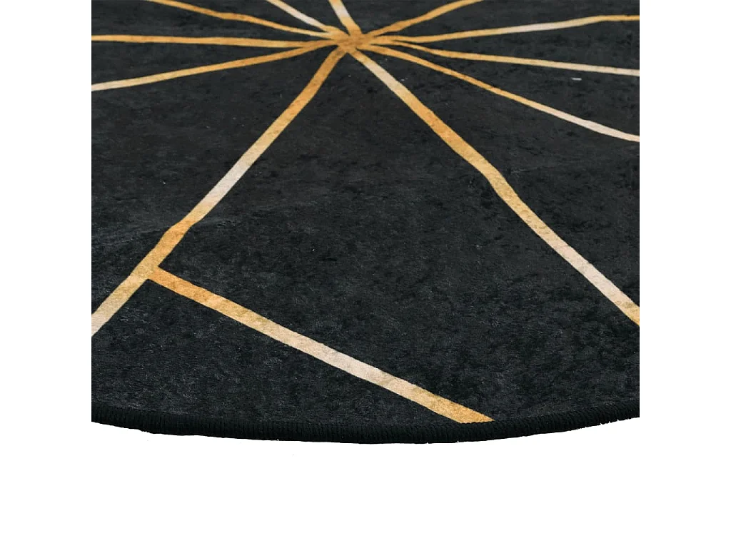 Tapis lavable noir et doré Ø 120cm antidérapant