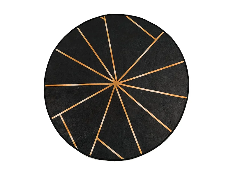 Tapis lavable noir et doré Ø 120cm antidérapant