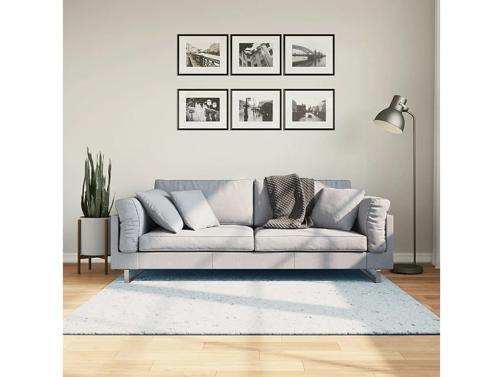 Tapis HUARTE à poils courts doux et lavable bleu 160x160