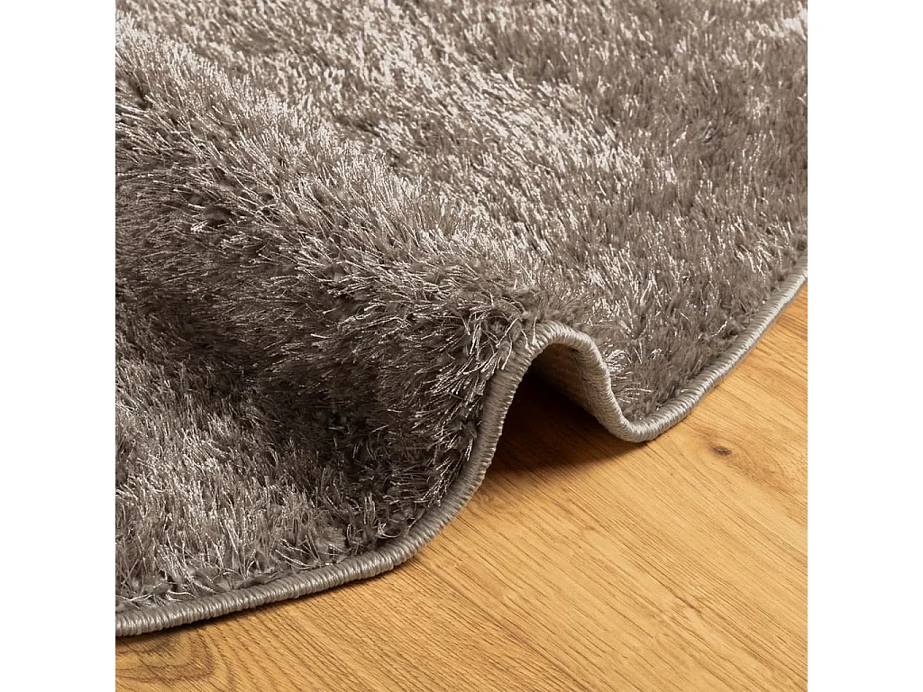 Tapis ISTAN à poils longs aspect brillant gris Ø 160cm