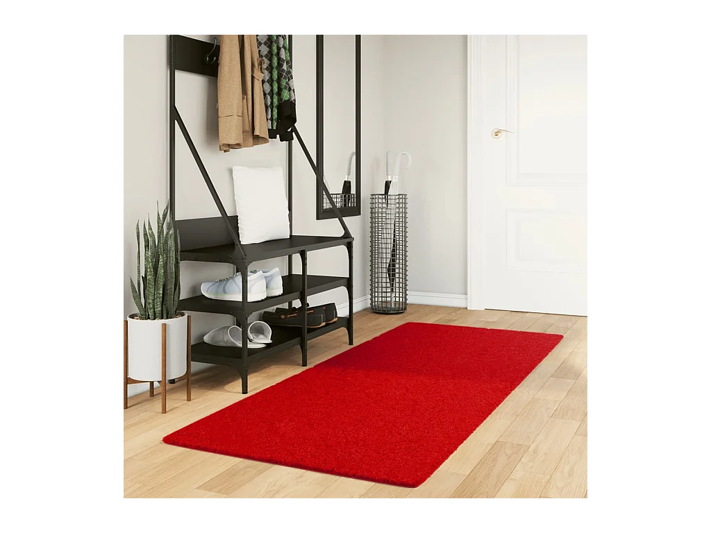 Tapis OVIEDO à poils courts rouge 80x200