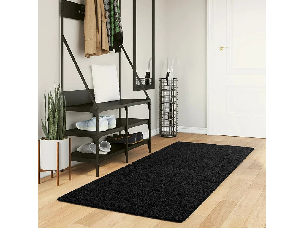 Tapis OVIEDO à poils courts noir 80x200