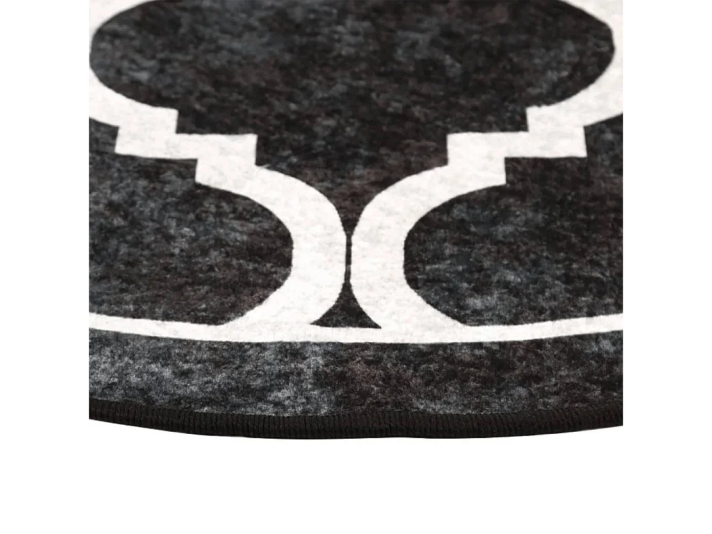Tapis lavable noir et blanc Ø 120cm antidérapant