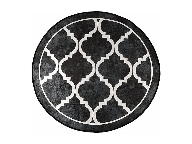 Tapis lavable noir et blanc Ø 120cm antidérapant