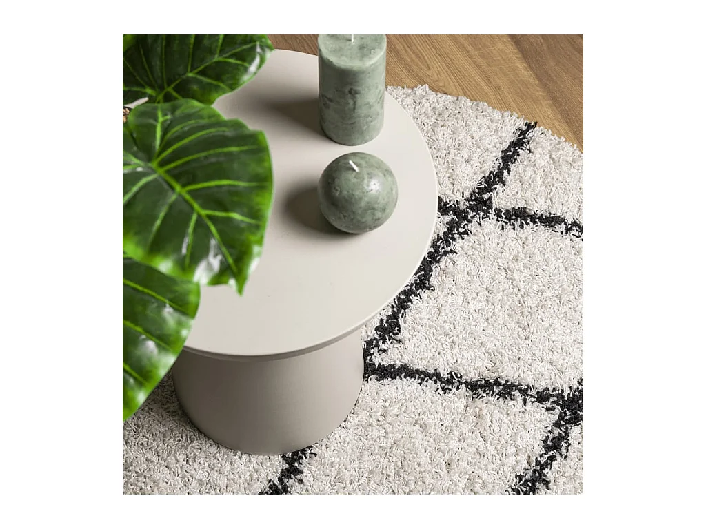 Vloerkleed PAMPLONA shaggy hoogpolig Ø 120 cm crème en zwart