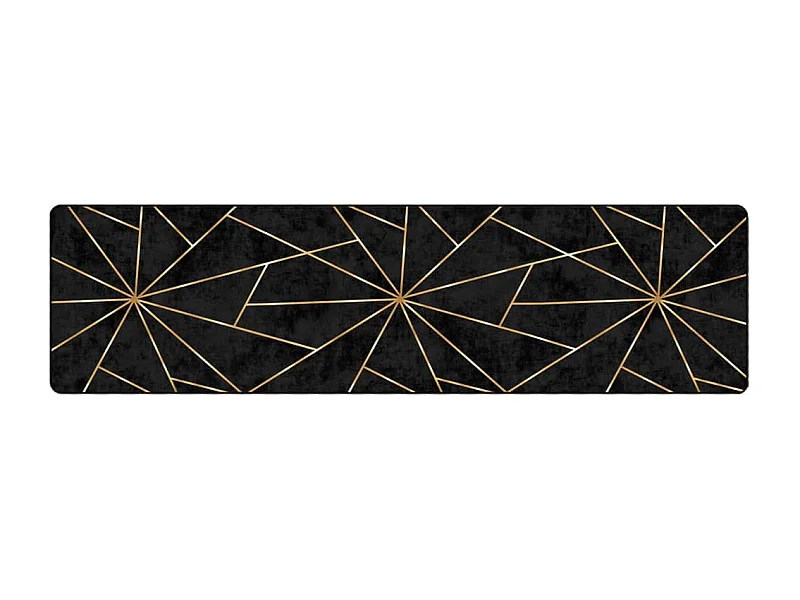 Tapis lavable noir et doré 80x300 antidérapant