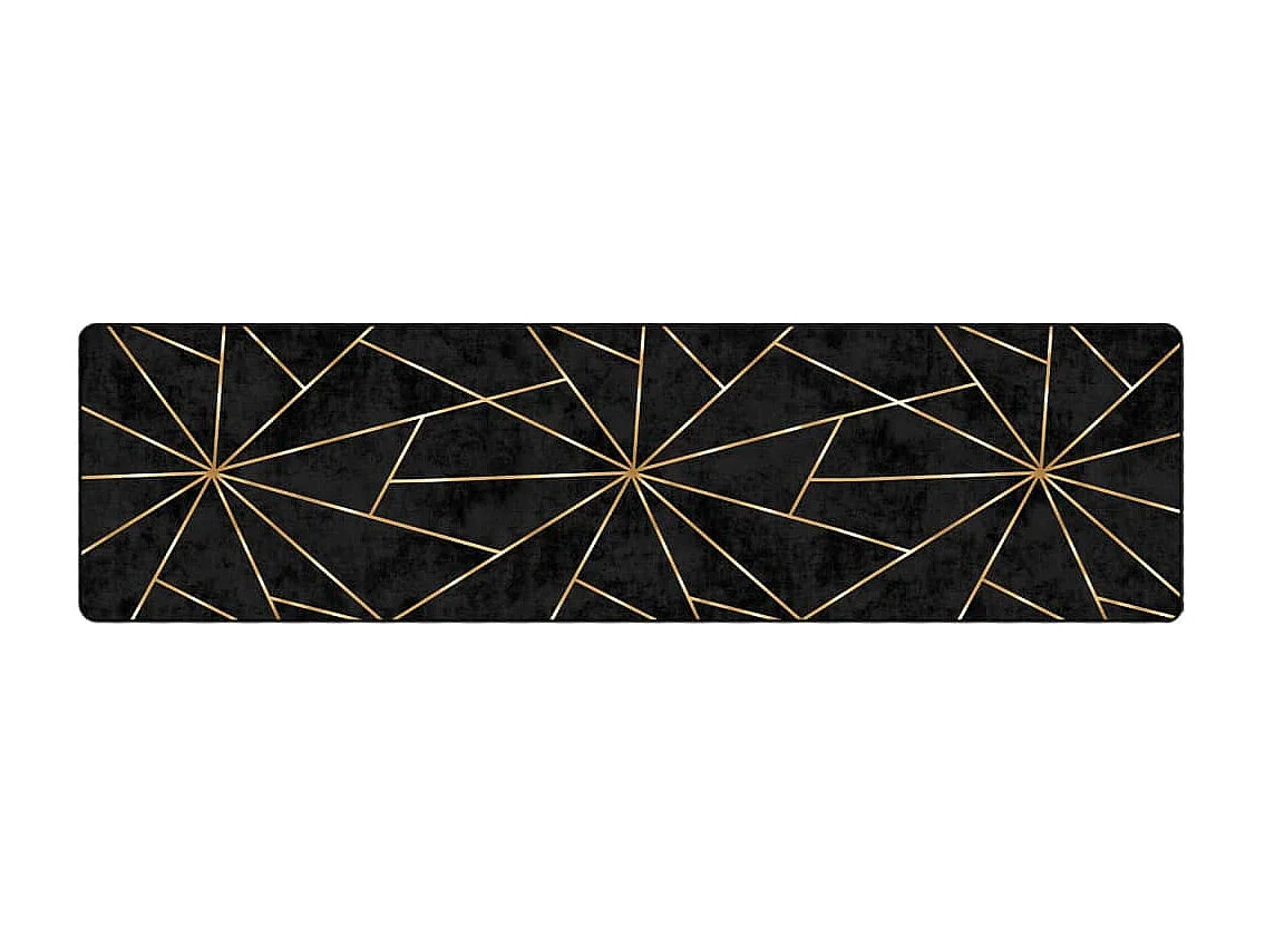 Tapis lavable noir et doré 80x300 antidérapant