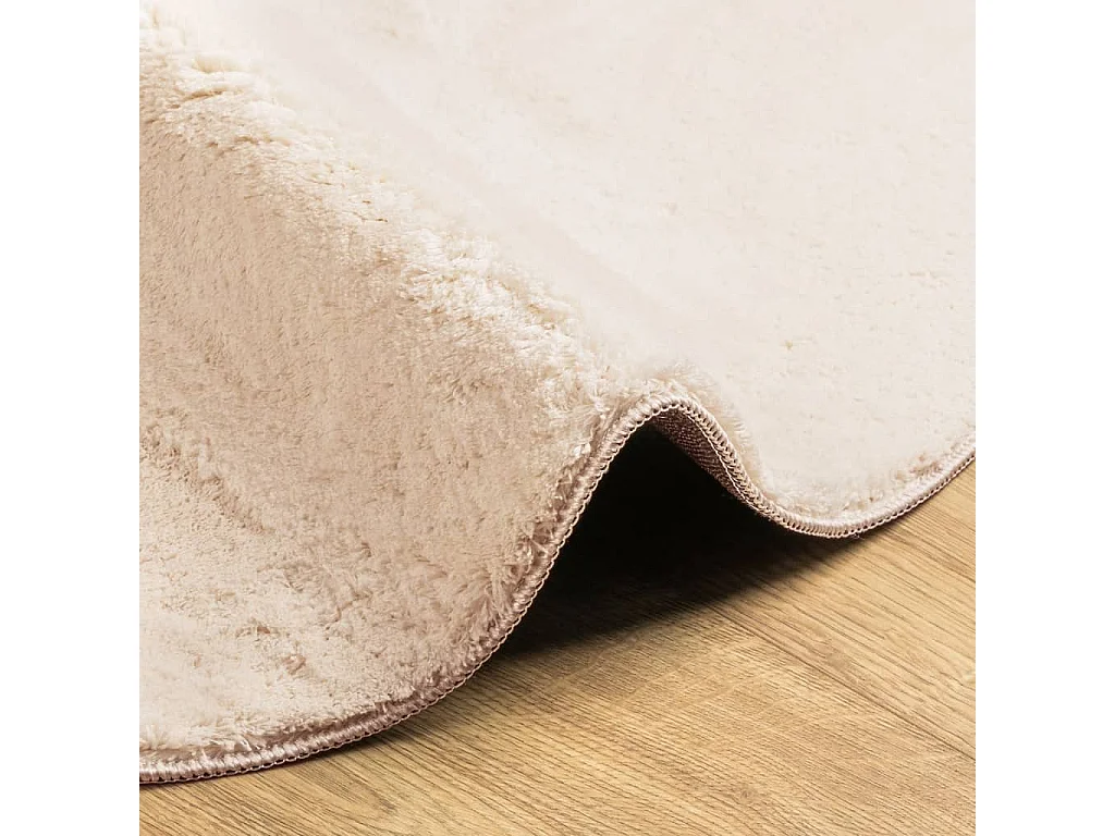 Tapis HUARTE à poils courts doux et lavable beige Ø 120cm
