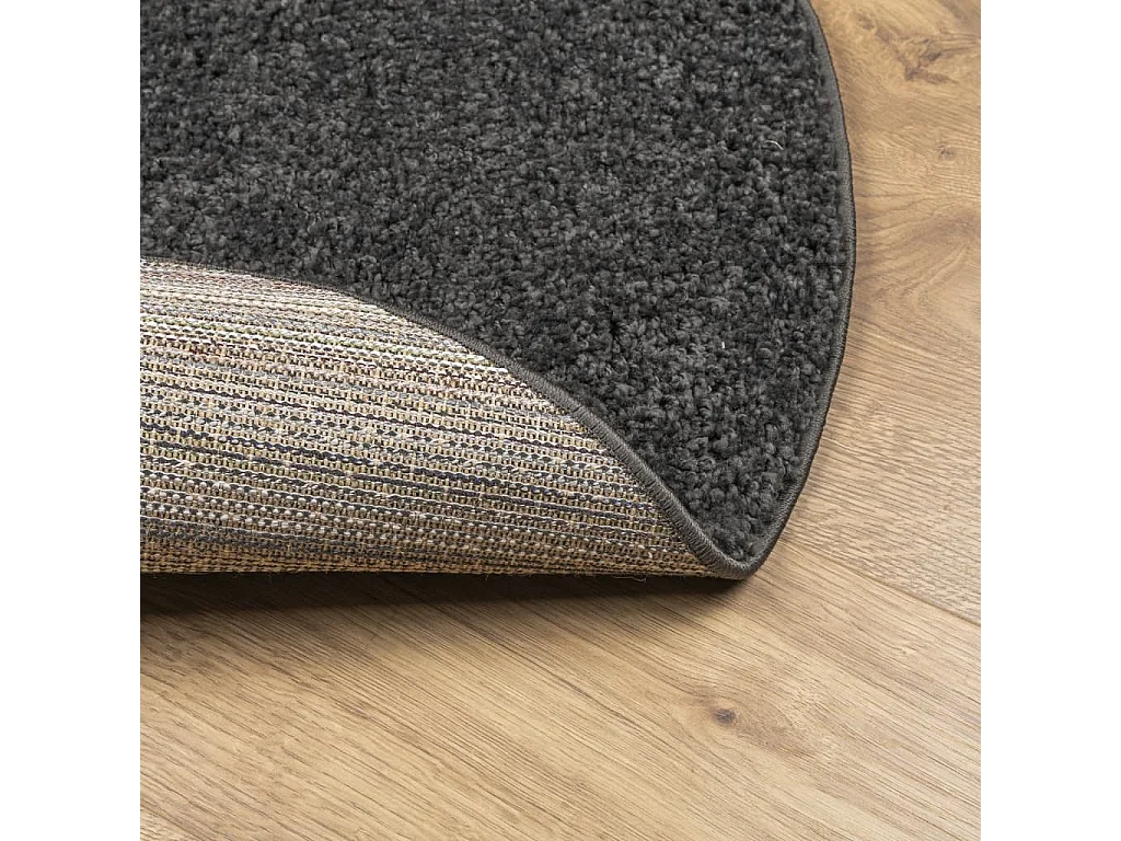 Tapis shaggy à poils longs moderne anthracite Ø 80cm