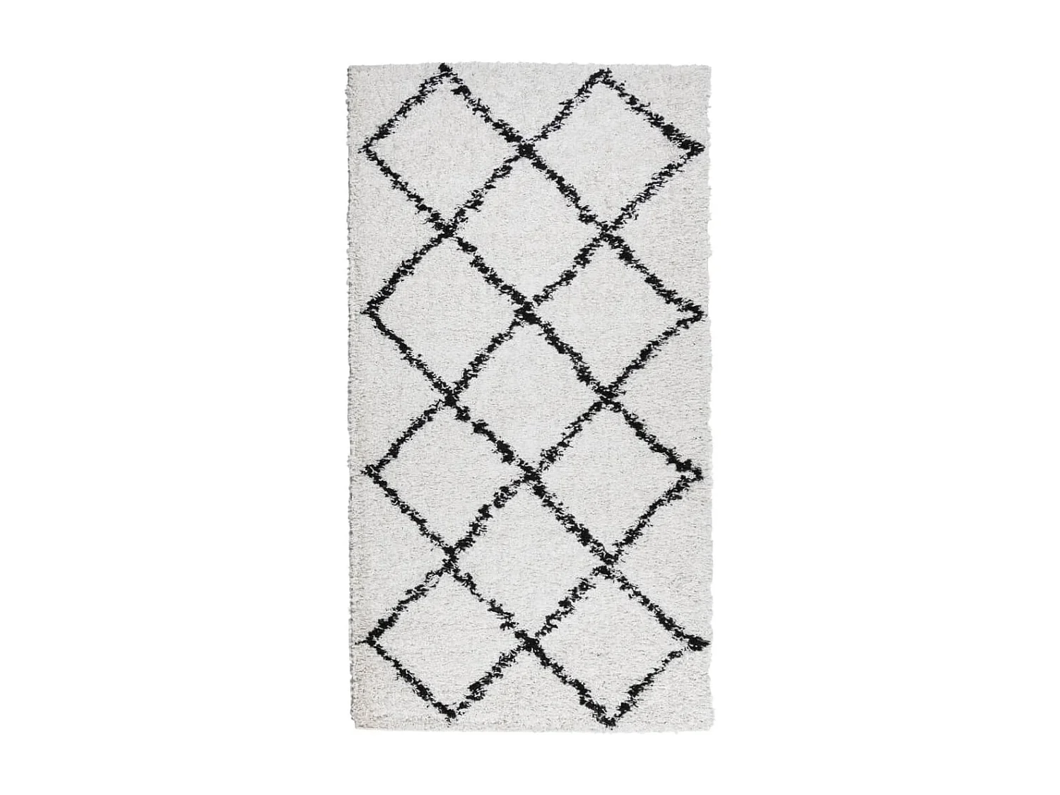 Tapis shaggy à poils longs moderne crème et noir 60x110