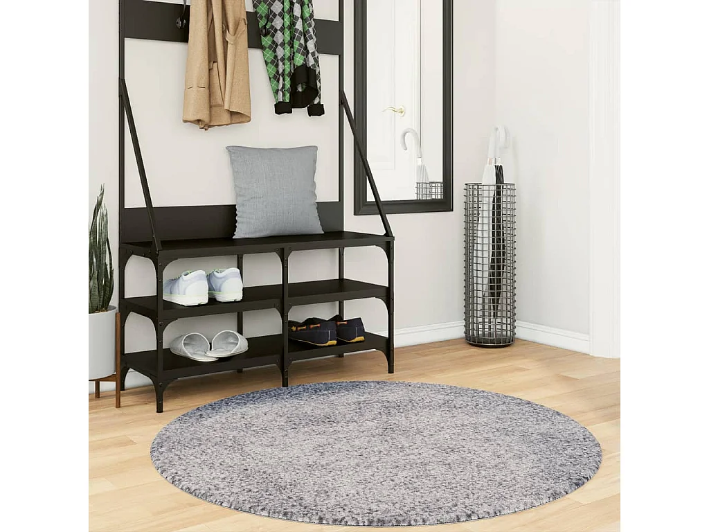 Tapis shaggy à poils longs moderne bleu Ø 120cm