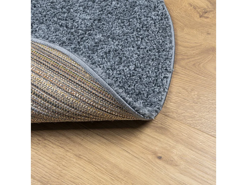 Tapis shaggy à poils longs moderne bleu Ø 120cm