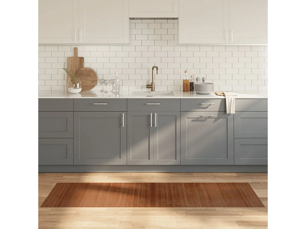 Tapis rectangulaire marron 60x200 bambou