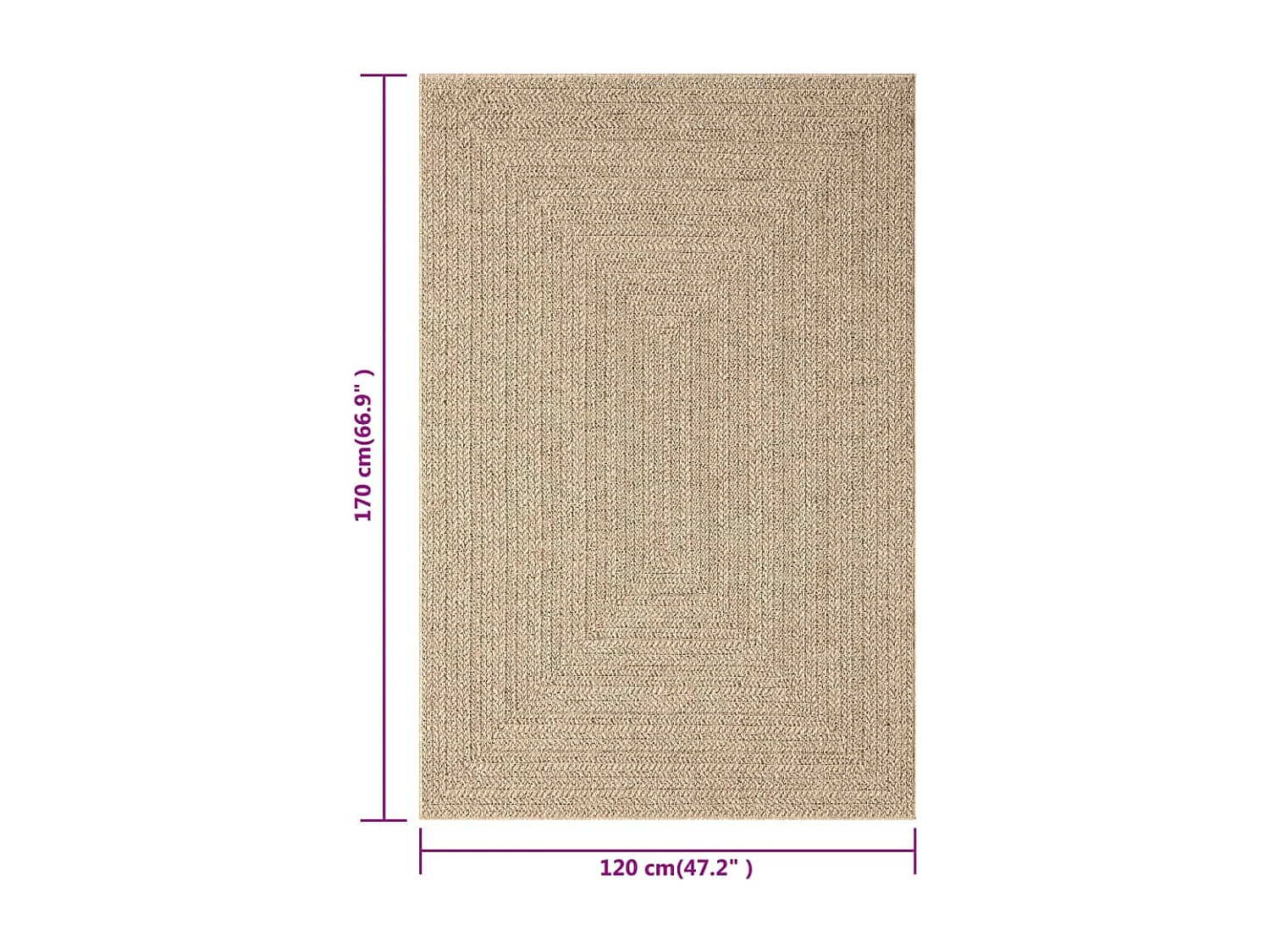 Tapis 120x170 aspect jute intérieur et extérieur