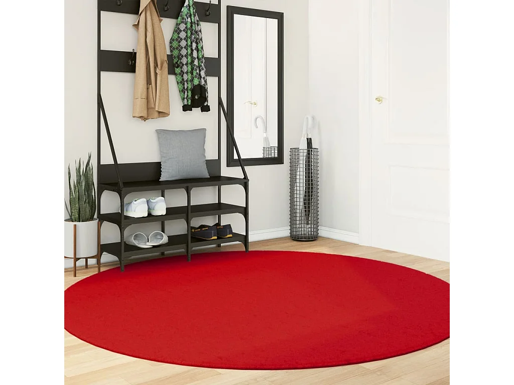 Vloerkleed OVIEDO laagpolig Ø 200 cm rood