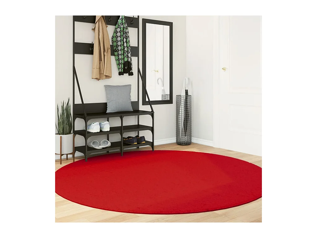 Tapis OVIEDO à poils courts rouge Ø 200cm