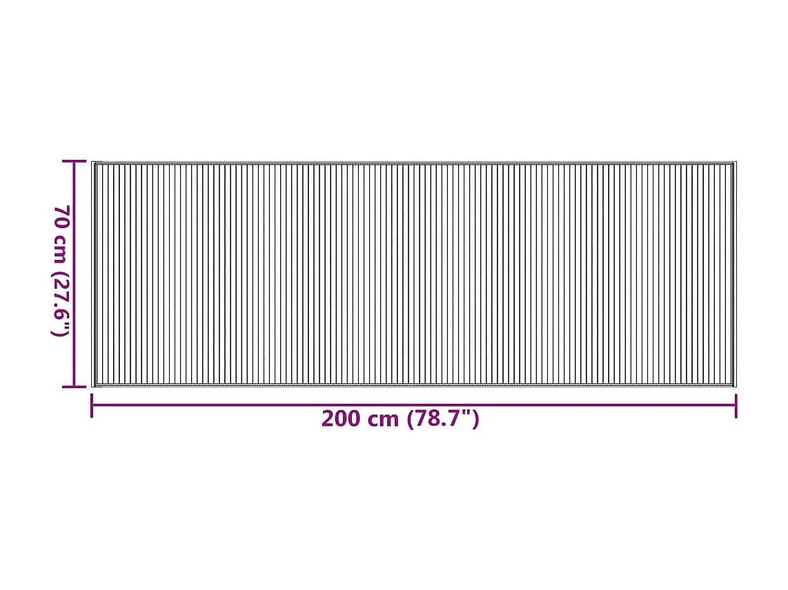 Tapis rectangulaire gris 70x200 bambou