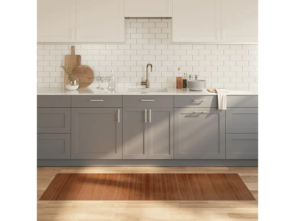 Tapis rectangulaire marron 70x200 bambou