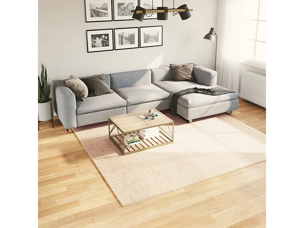 Tapis HUARTE à poils courts doux et lavable beige 240x240