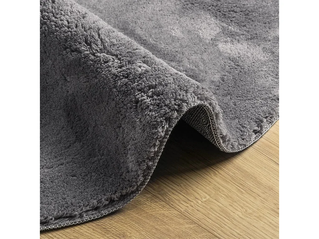 Tapis HUARTE à poils courts doux et lavable anthracite Ø 200cm