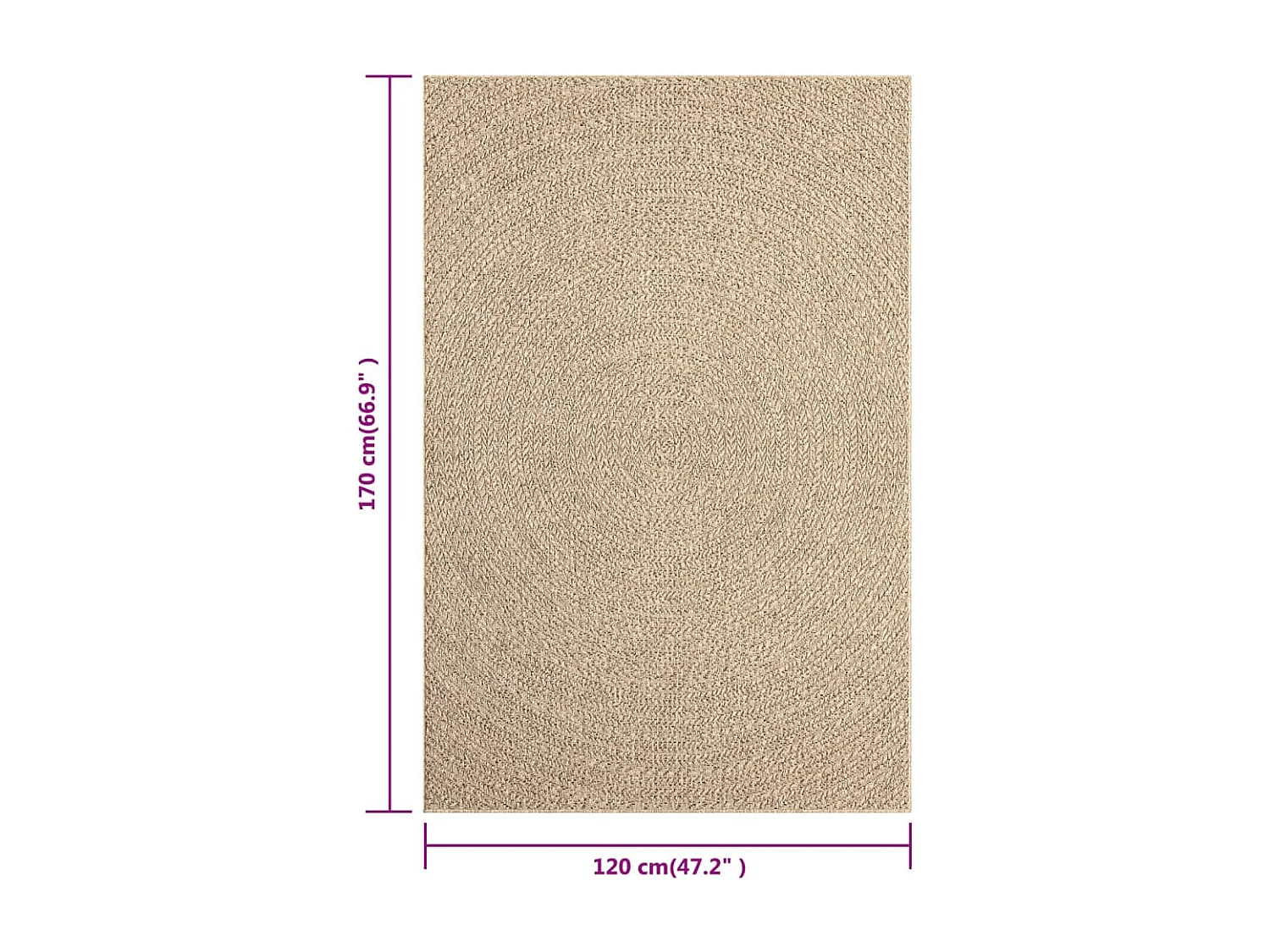 Tapis 120x170 aspect jute intérieur et extérieur