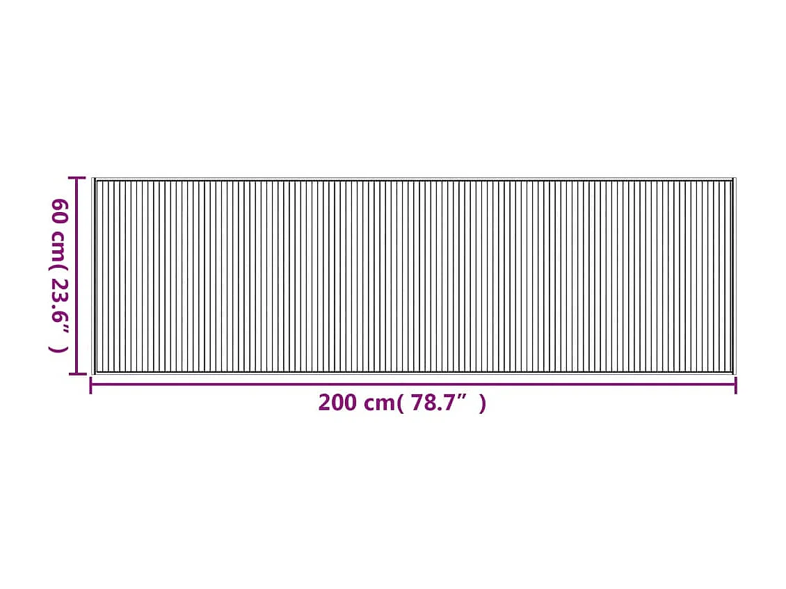 Tapis rectangulaire marron foncé 60x200 bambou