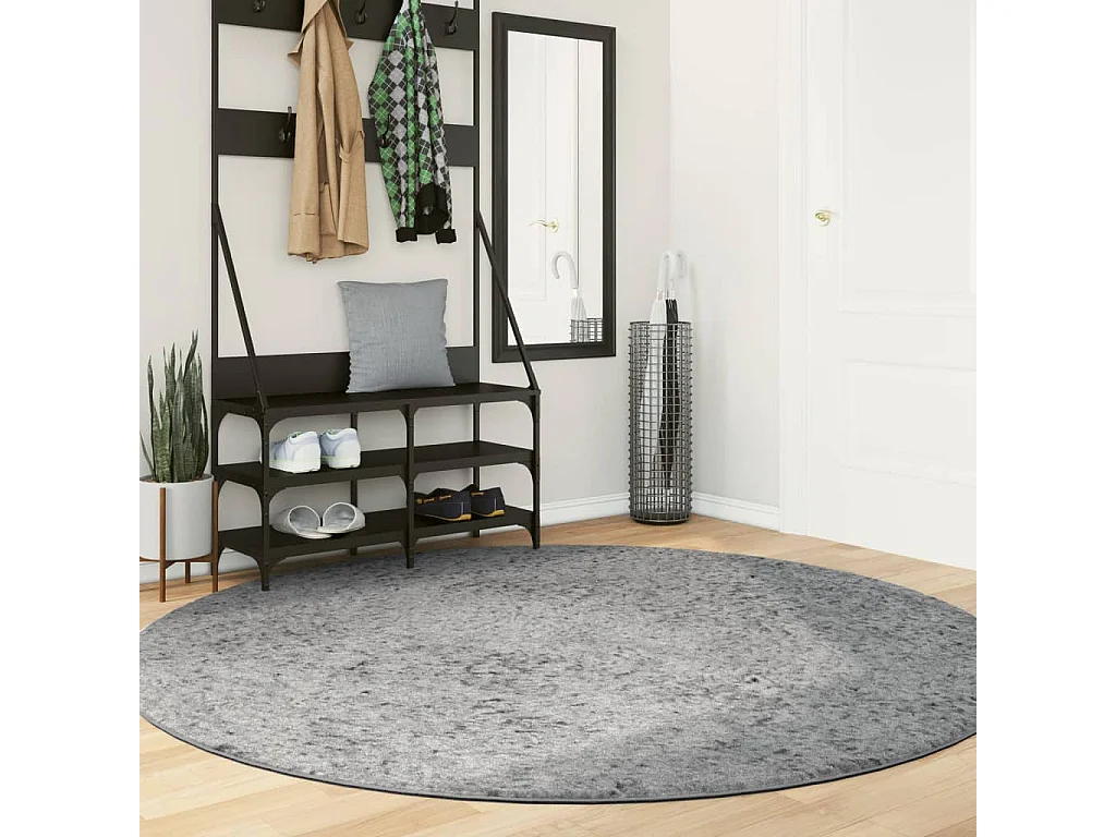 Vloerkleed PAMPLONA shaggy hoogpolig modern Ø 200 cm grijs