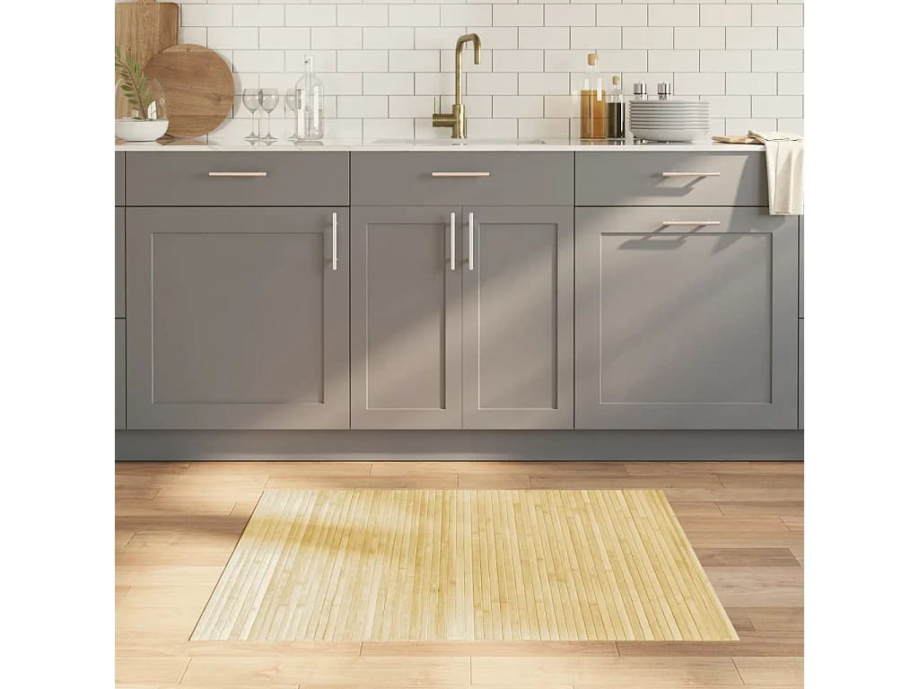 Tapis rectangulaire naturel clair 80x100 bambou