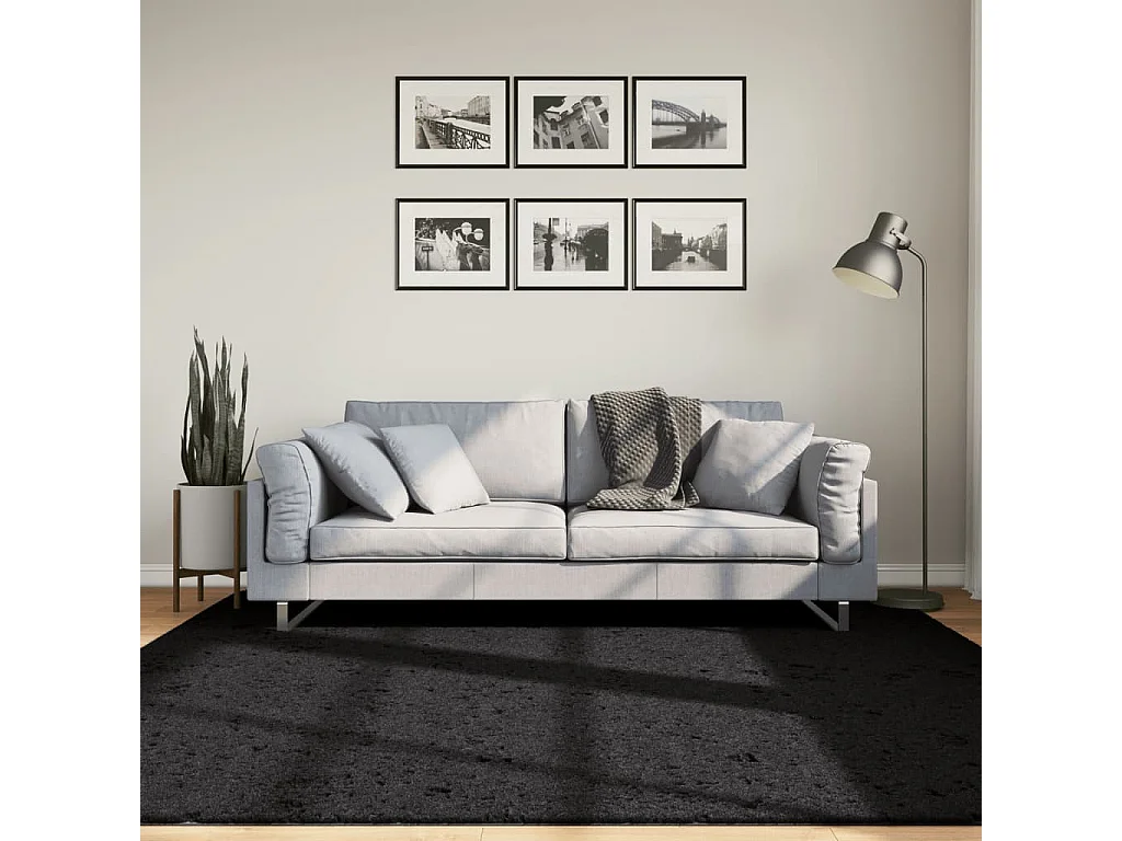 Tapis OVIEDO à poils courts noir 200x200