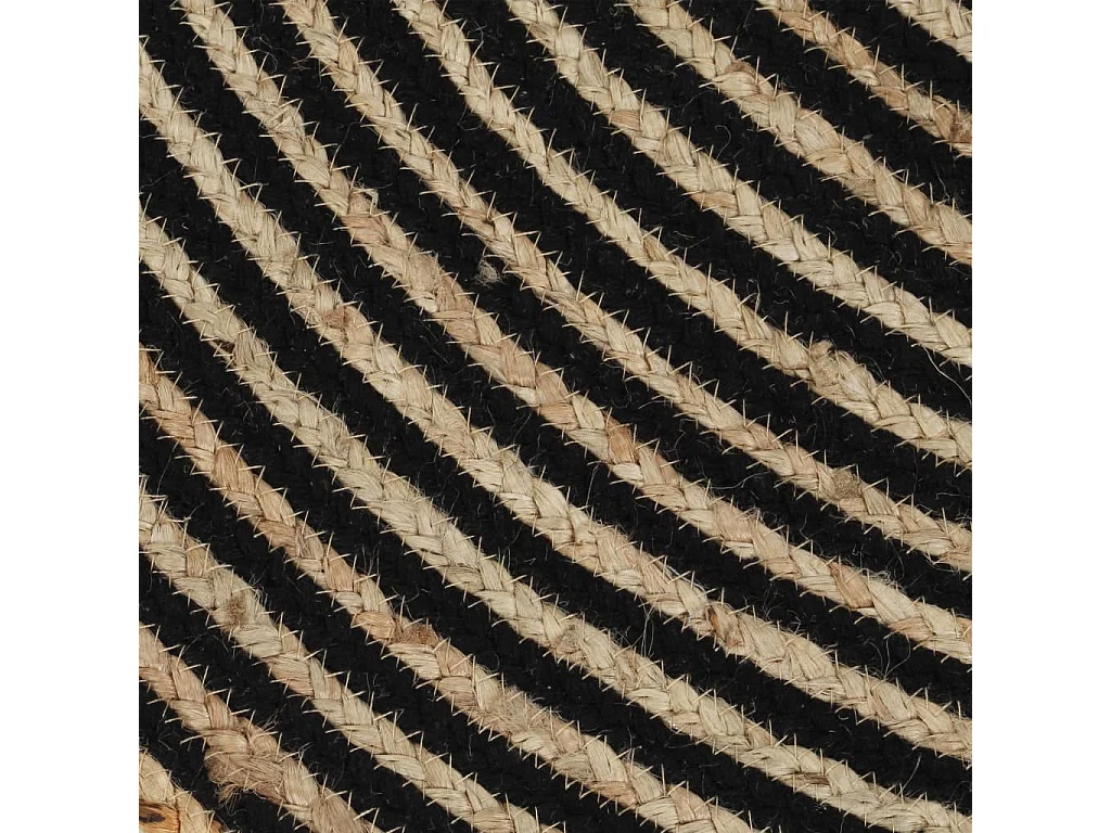Tapis fait à la main Jute avec design de spirale Noir 90cm