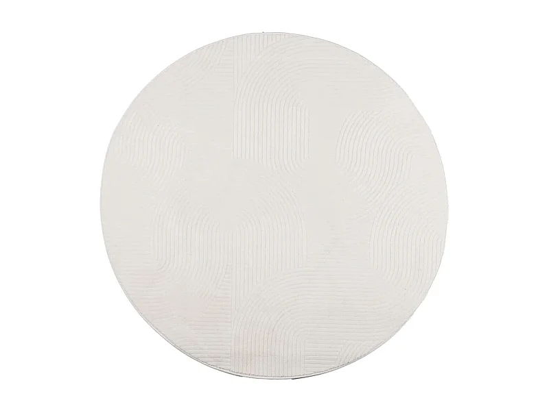 Tapis IZA poils courts style scandinave crème Ø 100cm