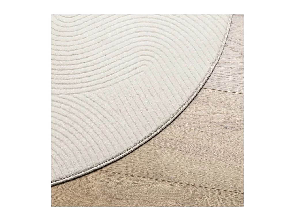 Tapis IZA poils courts style scandinave crème Ø 100cm