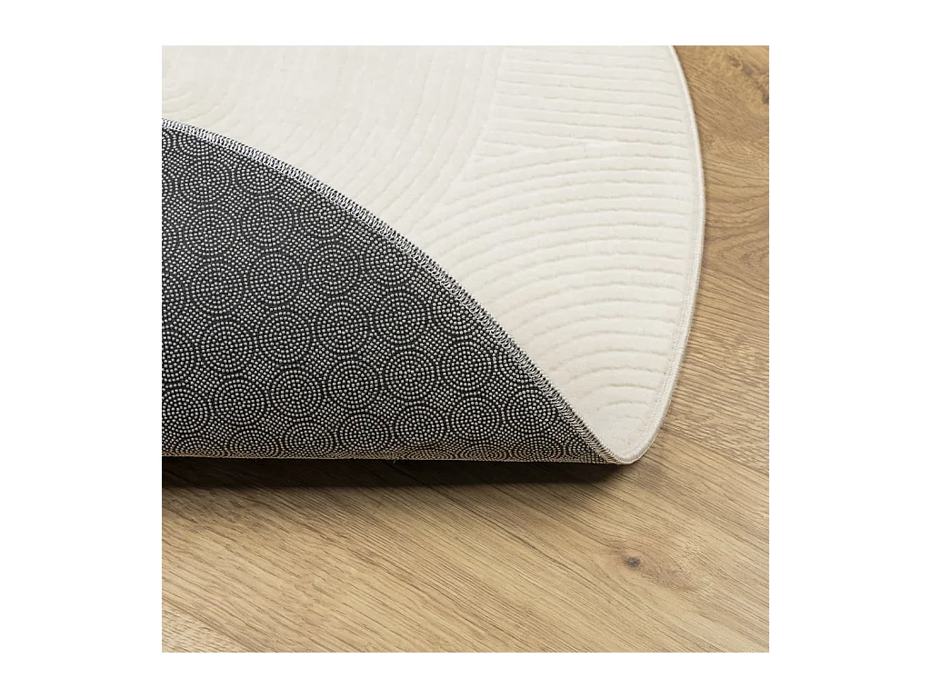 Tapis IZA poils courts style scandinave crème Ø 100cm