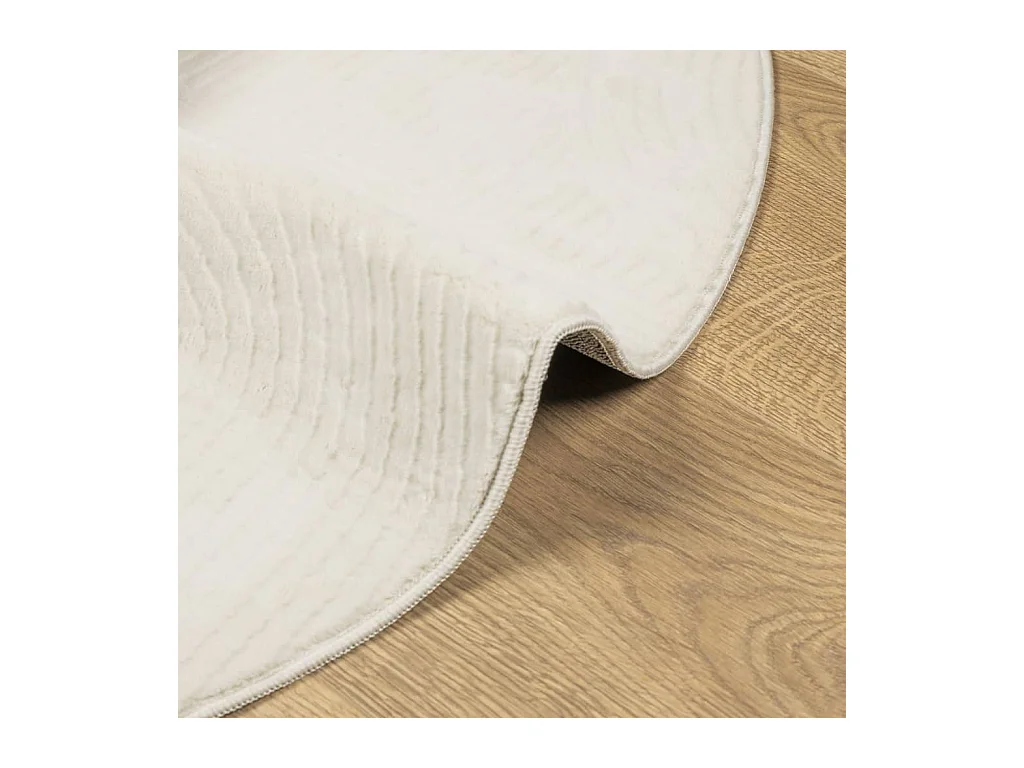 Tapis IZA poils courts style scandinave crème Ø 100cm
