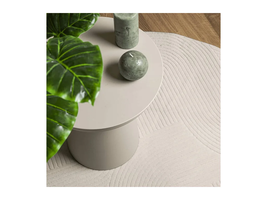 Tapis IZA poils courts style scandinave crème Ø 100cm