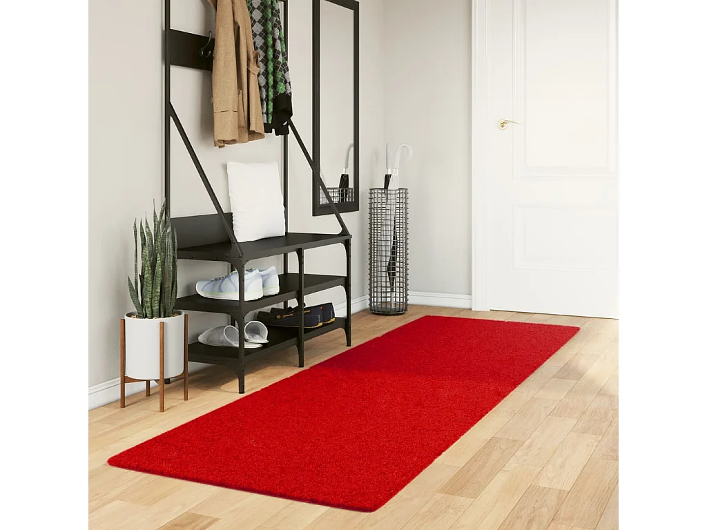 Vloerkleed HUARTE laagpolig zacht wasbaar 80x250 cm rood