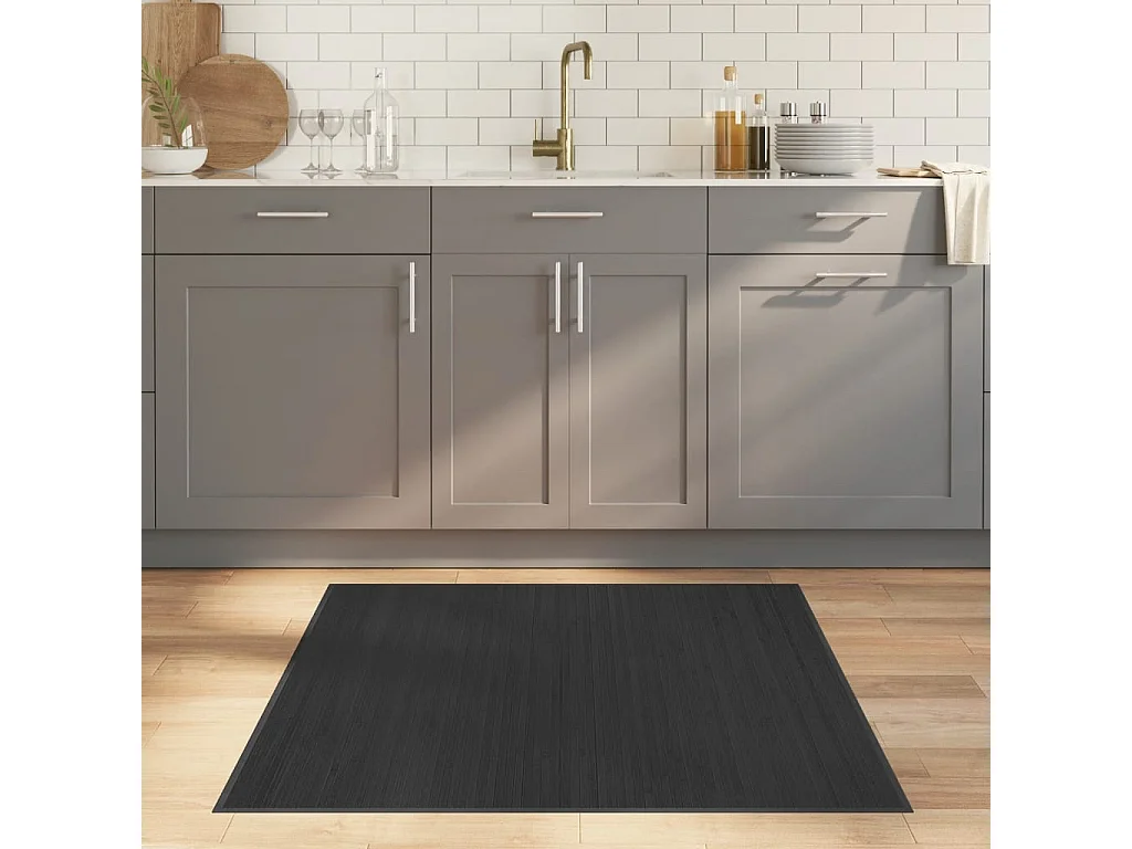 Tapis carré gris 100x100 bambou