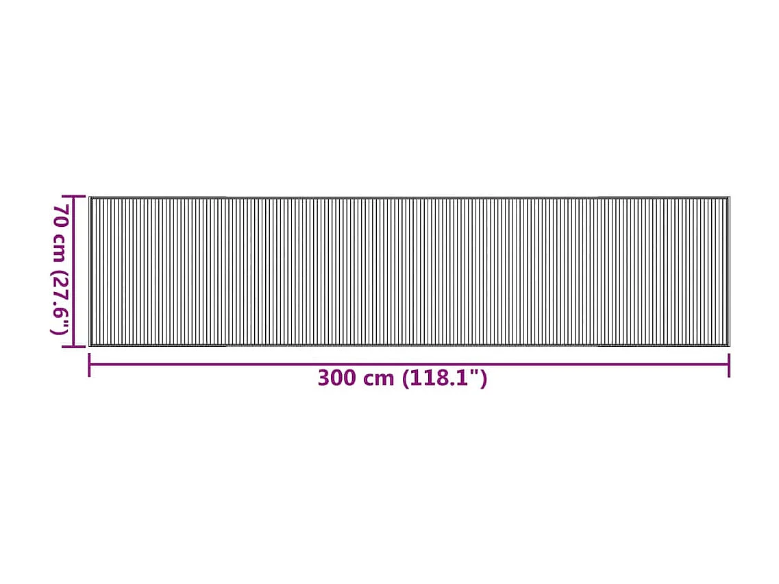 Tapis rectangulaire naturel clair 70x300 bambou