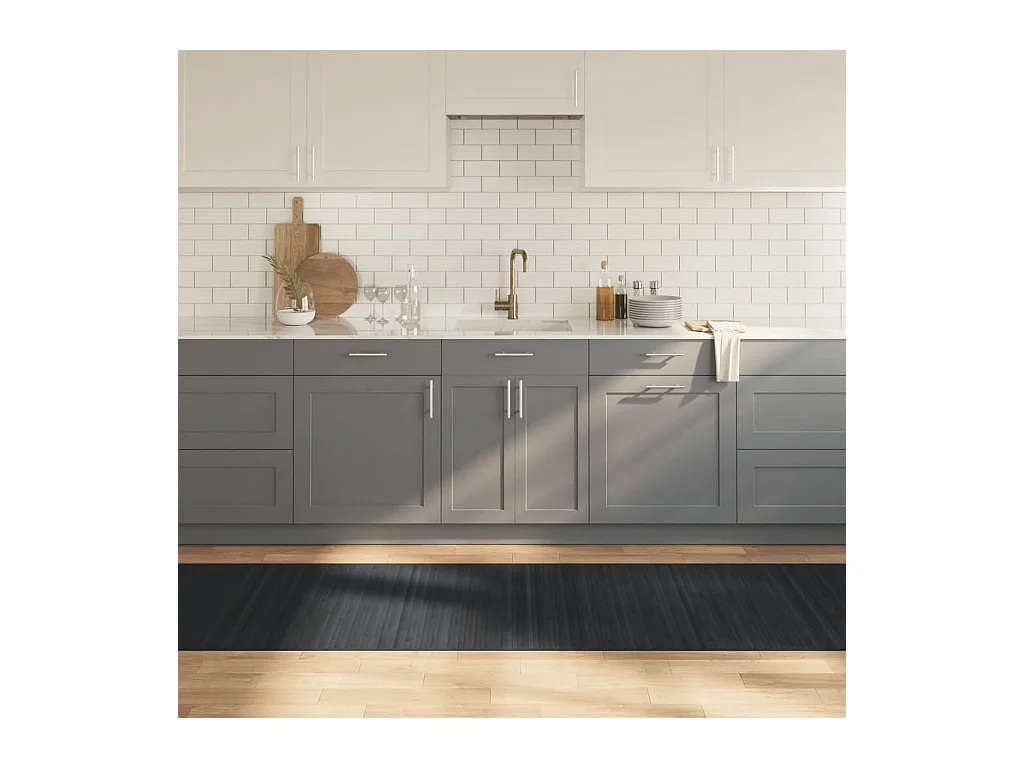 Tapis rectangulaire gris 80x300 bambou