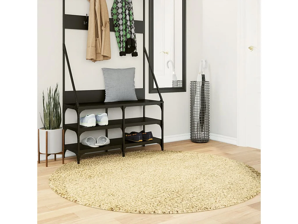 Tapis shaggy à poils longs moderne doré Ø 160cm
