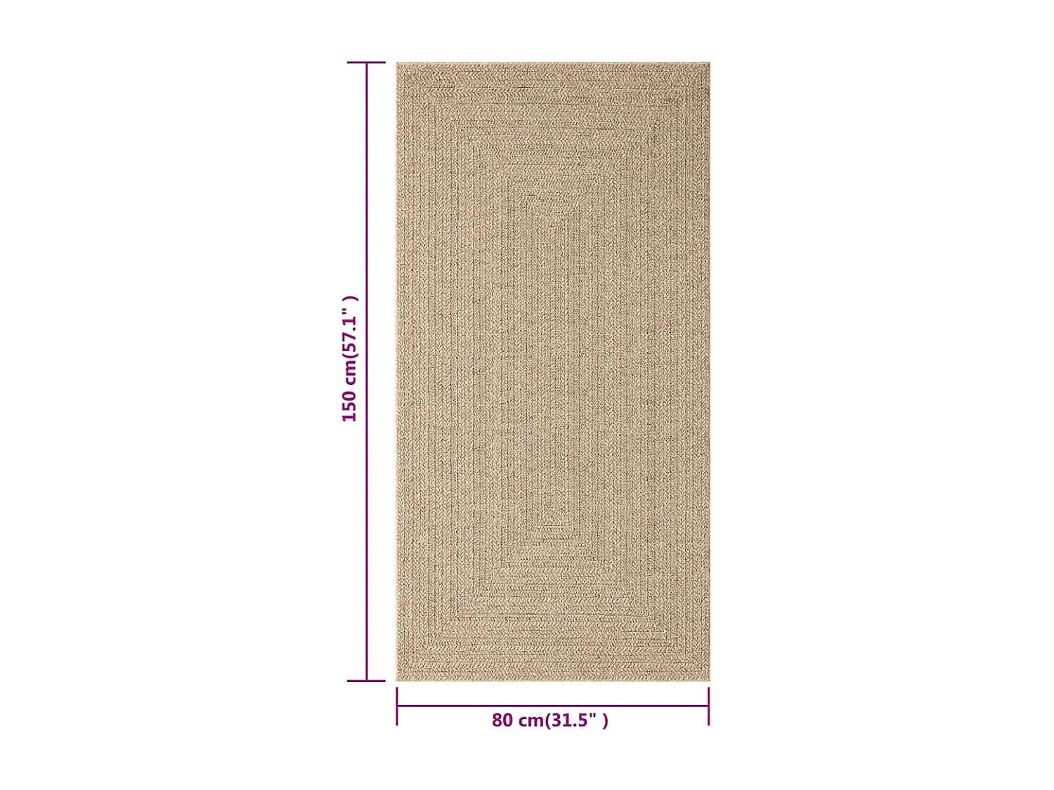 Tapis 80x150 aspect jute intérieur et extérieur