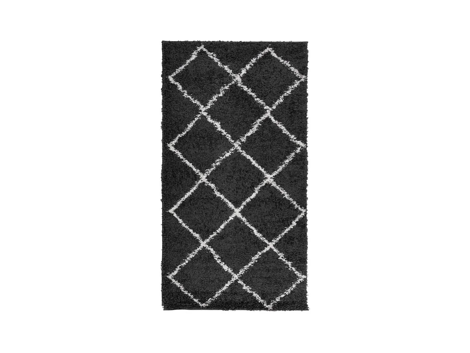Tapis shaggy à poils longs moderne noir et crème 60x110